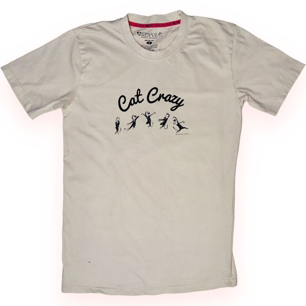 Mutts Patrick McDonnell "Cat Crazy" T-Shirt Dancing Mooch Organic Cotton Sz M